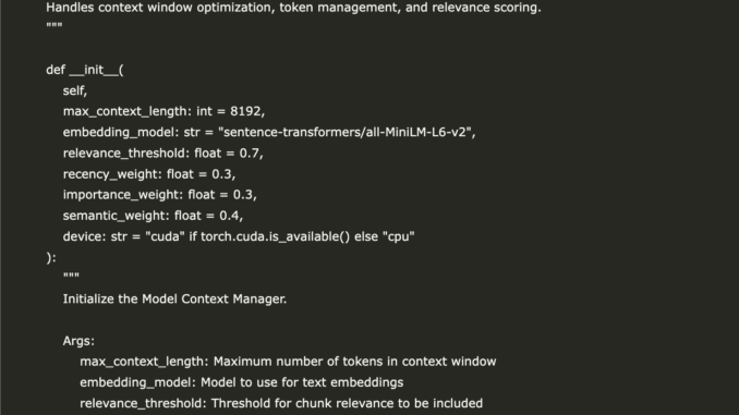 A Coding Tutorial of Model Context Protocol Focusing on Semantic A Coding Tutorial of Model Context Protocol Focusing on Semantic Chunking, Dynamic Token Management, and Context Relevance Scoring for Efficient LLM Interactions
