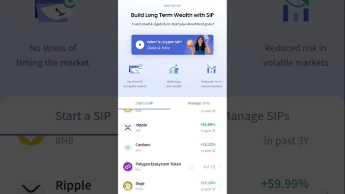 Cryptocurrency SIP Available on Coindcx. #sip #crypto #news #investment #shortvideo #shorts #india 🤗