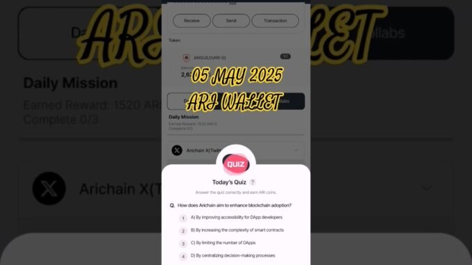 ARICHAIN WALLET quiz answer #quiz #web3 #airdrops #answer #today #TGE #freefire #music #airdrops