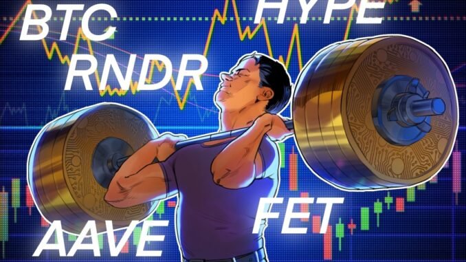 Bitcoin price cools going into Fed rate hike week, HYPE, AAVE, RNDR, FET still look bullish