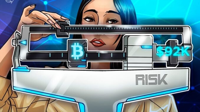 Bitcoin risks sub-$92K retest as BTC price fails to match 4% gold gains