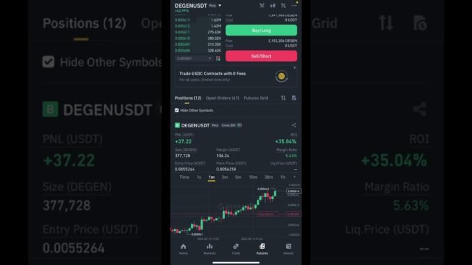 Degen Usdt Fresh 226$ profit |Crypto | cryptocurrency |#futuretrading #trading #trading #binance