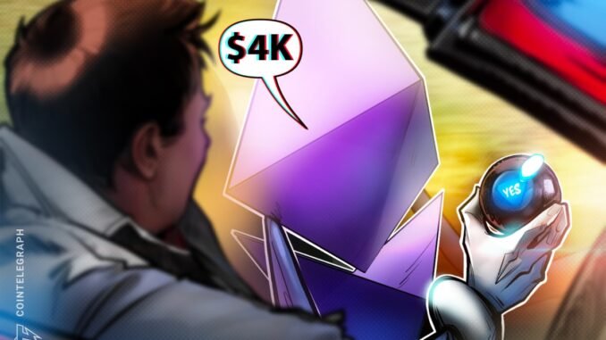 Ethereum price chart targets $4K as transaction fees hit 3-month high
