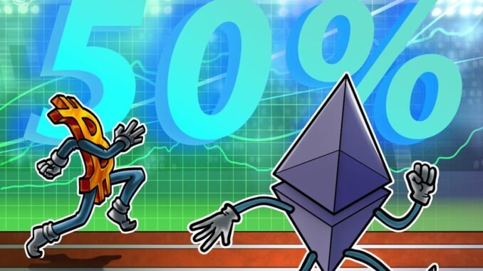 Ethereum's 50% rally setup vs. Bitcoin sparks altseason hopes