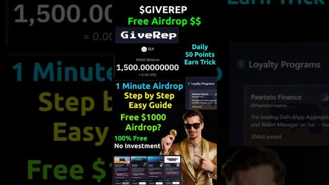 GiveRep Sui Free Airdrop Guide. $1000 Free Airdrop? #giverep #airdrop #freecrypto #crypto #shorts