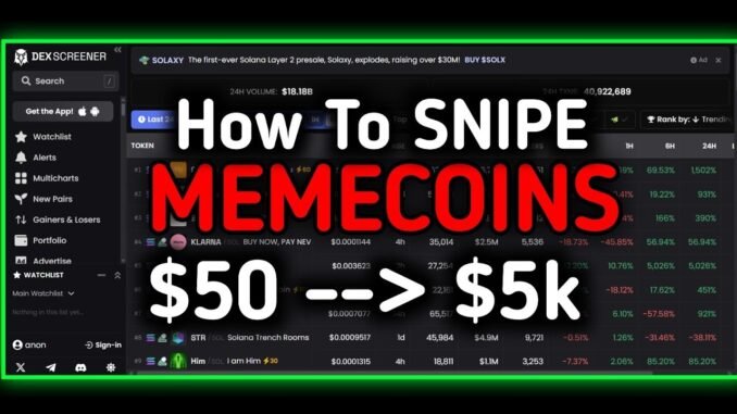 How To Snipe Newly Launch Memecoins Like A Pro