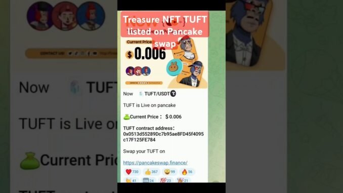 Treasure NFT TUFT token listed on Pancake swap
