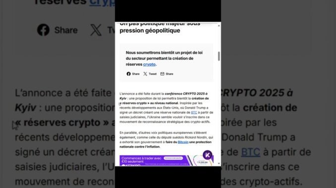 l'Ukraine rêve d'une réserve nationale BTC - Web3 Pulse du 16 Mai 2025