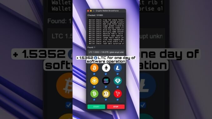 +1.5352 LTC in software to find lost crypto wallet 💀#shorts #crypto