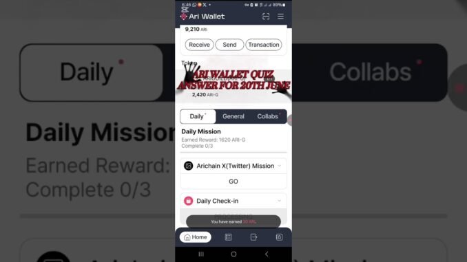 ARI WALLET QUIZ ANSWER FOR 20TH JUNE #ariwalletairdrop #ariwallet #ariwalletquiz #Web3 #Crypto