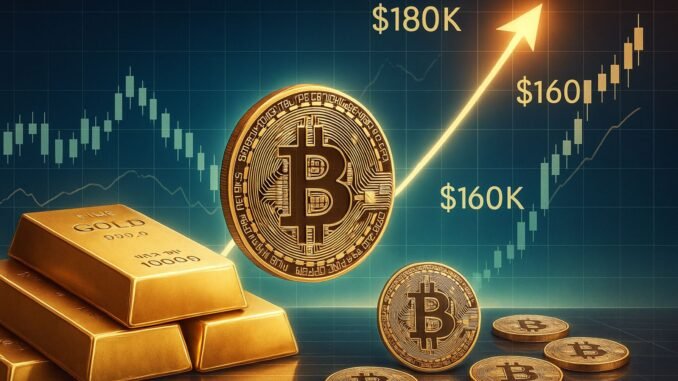 Bitcoin Mirrors Gold’s Path – Analyst Sets Cycle Top Targets At $160K-$180K