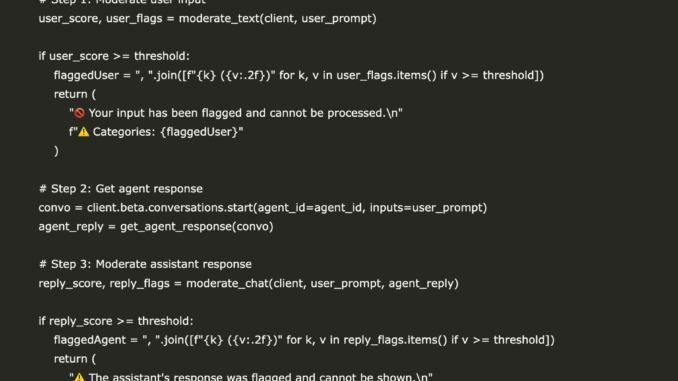 Teaching Mistral Agents to Say No: Content Moderation from Prompt to Response
