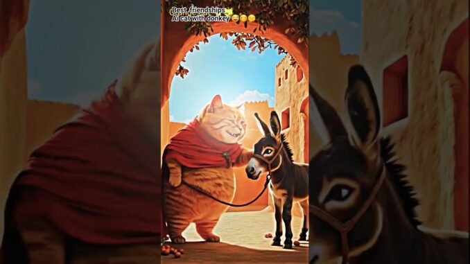 The Ultimate AI Guide to Styling: Cat Meets Donkey Friendship!😅😊🤭