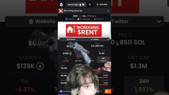 $rent coin Solana next big gem sold on pump.fun