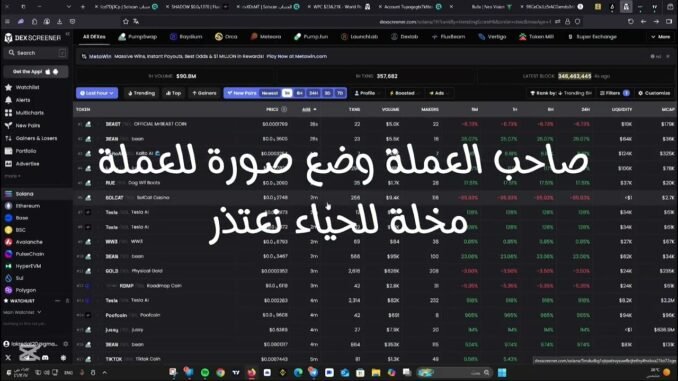 كيف نفحص العملات رقمية الجديدة قبل دخول فيها dex screener