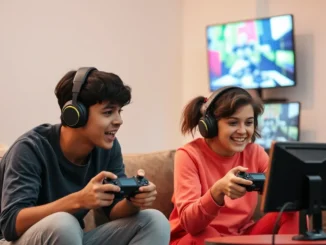 Ai generated image of kids playing games