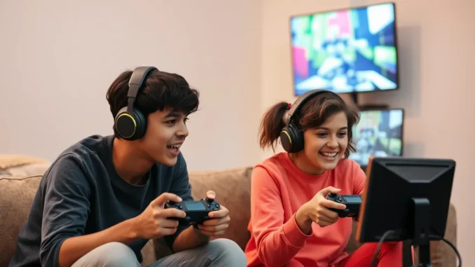 Ai generated image of kids playing games