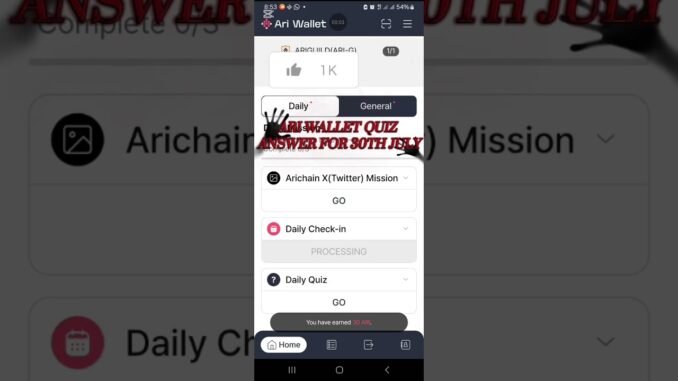 ARI WALLET QUIZ ANSWER FOR 30TH JULY #ariwallet #ariwalletquiz #ariwalletairdrop #Web3 #Crypto