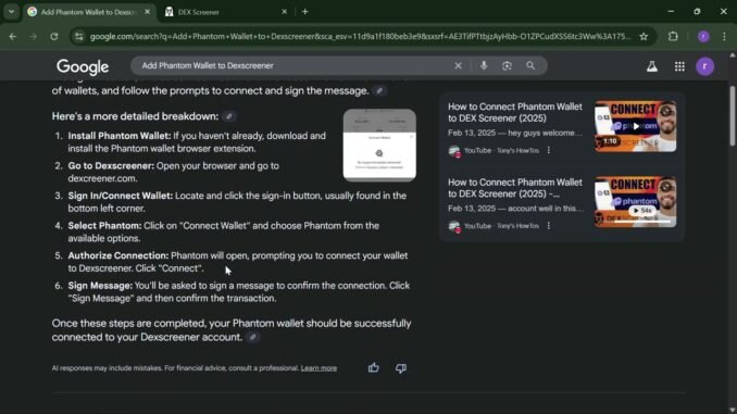 How to Add Phantom Wallet to Dexscreener 2025