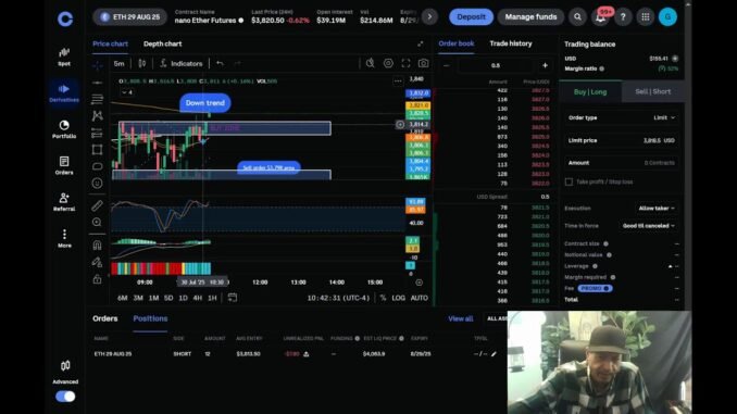 Live Stream Crypto Trading For Beginners. First Trade Of The Day ETN Aug25 Contract Enter: $3,813.00