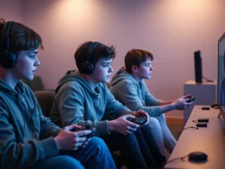 Ai generated image of teens playing video games