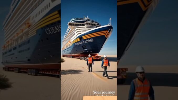 Truck Guides Ship Through Desert Storm🙄🚢🛳