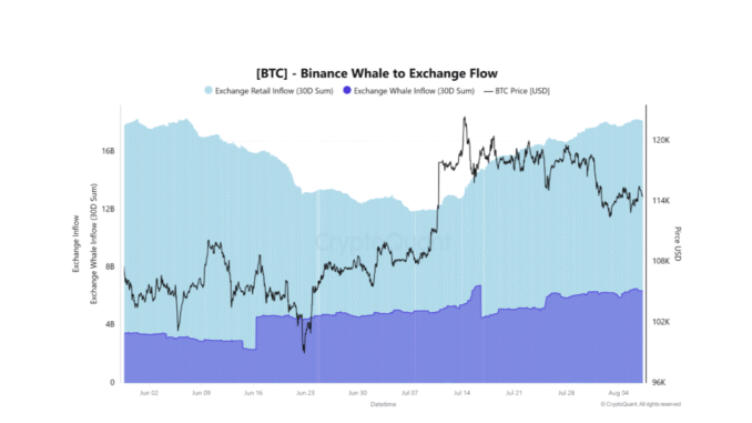 BTC Binance Whale to Exchange Flow