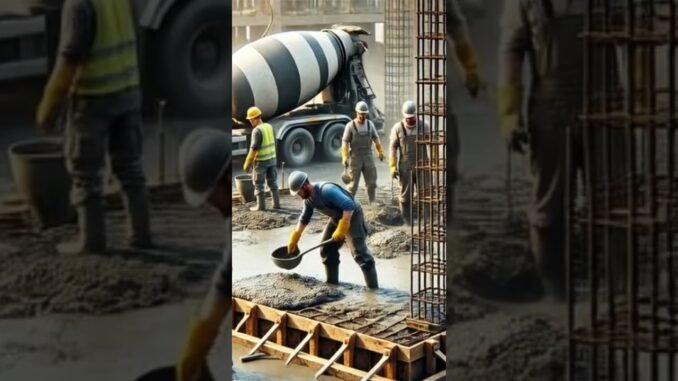 Grok AI Constructors working with concrete at a construction site. #ai #construction #concrete #asmr
