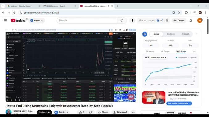 How to Find Rising Memecoins Early with Dexscreener Step by Step Tutorial   YouTube   Google Chrome