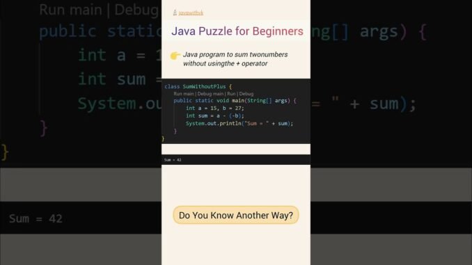 🧩Java Puzzle for Beginners.  #java #javawithvk #ai #fyp #code #coding #programming #learning