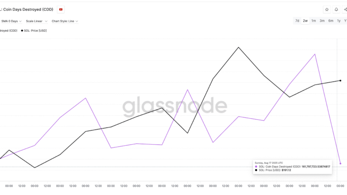 Solana Price Dip Nearing End? 2 Metrics Hint at a Solana price and Coin Days Destroyed: