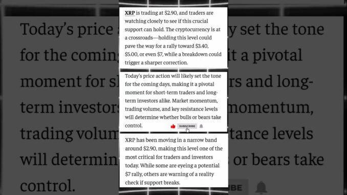XRP Price at $2.90 – Will Support Hold or Break? #xrp #xrpnewstoday #xrpripple #rlusd #xrpnews