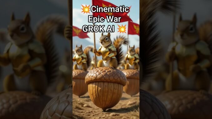 Epic Squirrel Army Riding Acorns | GROK AI | RC AI Shorts #ai #shorts