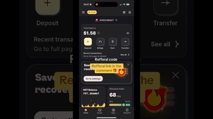 Hot wallet 🔥 Ref link in comments #airdrop #miningapp #hotwallet #testnet #web3