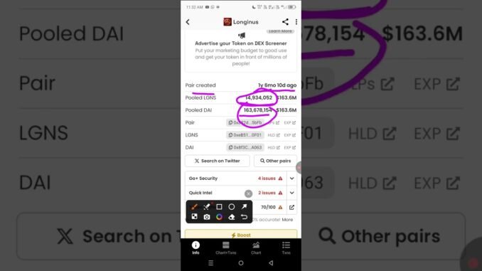 LGNS on dex screener