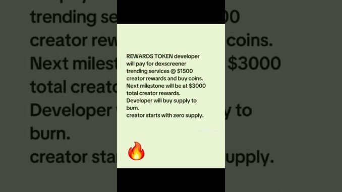 REWARDS TOKEN dexscreener and supply burn update.