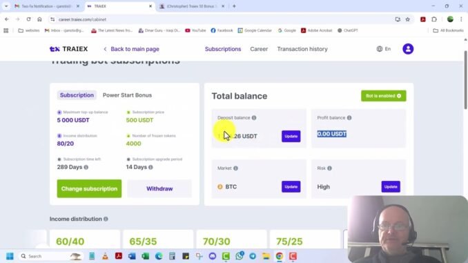 Traiex AI Crypto trading bot hands free trading My Update on Traiex Day 82