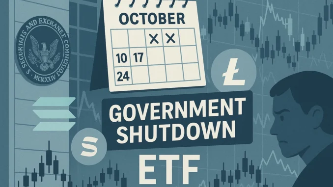 What a US government shutdown means for crypto ETF approvals US government shutdown may delay Solana & Litecoin ETF approvals, creating uncertainty and market volatility.