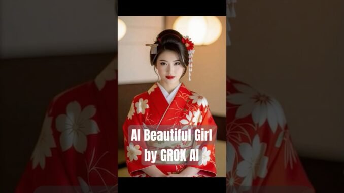 AI Beautiful Kimono Woman by GROK AI #angel  #aiartmodellookbook  #kimono #기모노
