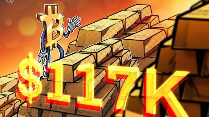 Bitcoin and Gold Move in Step as BTC price Jumps, Eyeing $117,000 Next