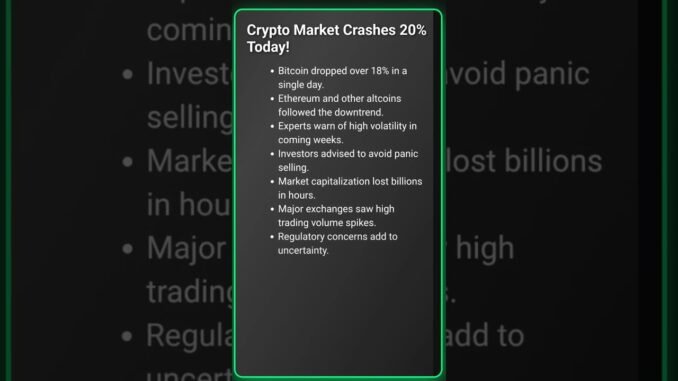 🚨 Crypto CRASHES 20% Today! #CryptoCrash #BTC #ETH #shorts #news