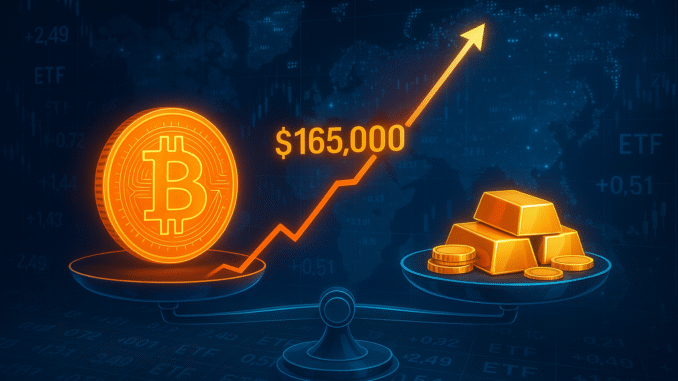 JPMorgan sees Bitcoin climbing to $165,000 by year-end, citing gold valuation gap