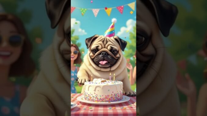 Pug having Birthday #shortsfeed #funnyanimals #funnydogs #chatgpt #viralvideo
