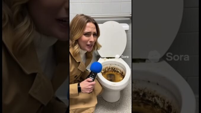 Reporter interviews gas station toilet. #fun #funny #comedy #ai #news #newsong