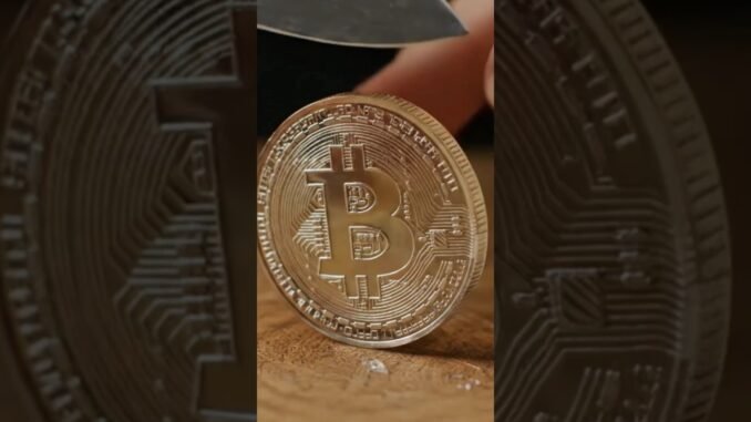 Slicing a clear Bitcoin coin! 💰🔪 The satisfying ASMR sound is priceless! #asmr #satisfying