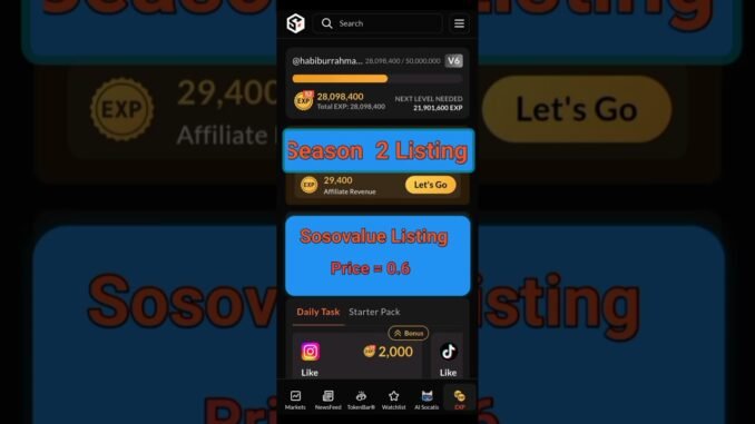 Sosovalue S2 Join। Sosovalue S2 Airdrop Today's Update 2025 #airdrop #crypto #income