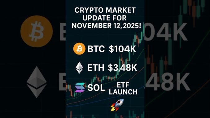 🔥 Crypto Market Update Today | Bitcoin $104K, Ethereum $3.48K, Solana ETF Launch 🚀 | Nov 12, 2025