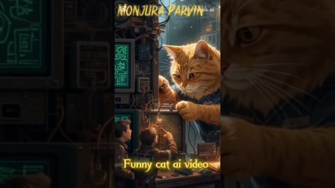 Funny cat ai video #cat #cartoon #superhero #funny #cute #ai #news #subscribe #music