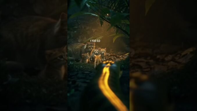 GENTLE GIANT: Anaconda Guides Lost Kitten Back to it's Mother! #shorts #nature #sora #ai #trending