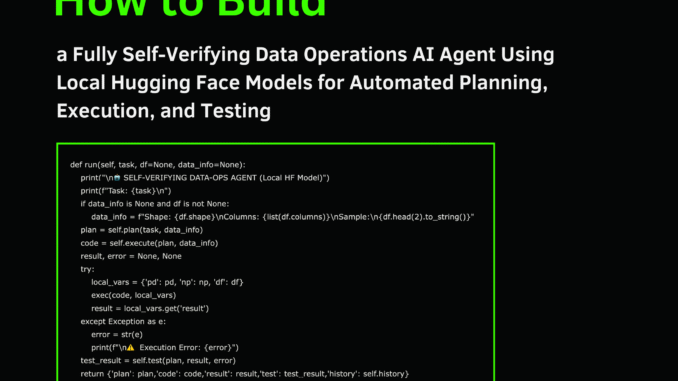 How to Build a Fully Self-Verifying Data Operations AI Agent Using Local Hugging Face Models for Automated Planning, Execution, and Testing
